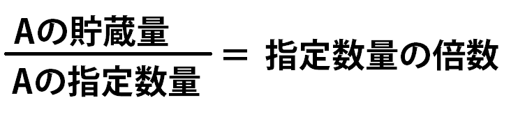 Aの貯蔵量/Aの指定数量=指定数量の倍数